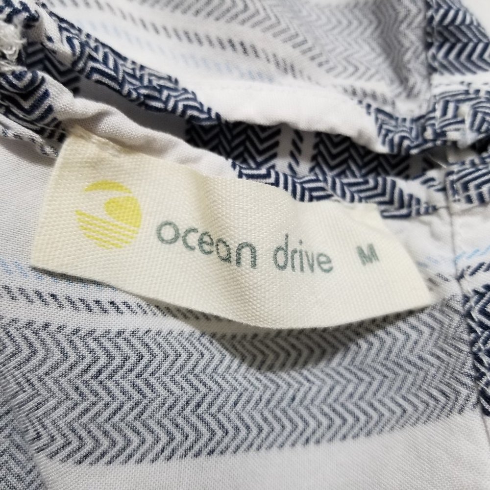 Ocean Drive dress Medium striped beach boho pom trim crochet inset sleeveless - Picture 9 of 10